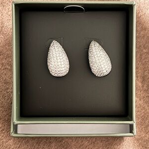 Sparkling Silver Teardrop Studs